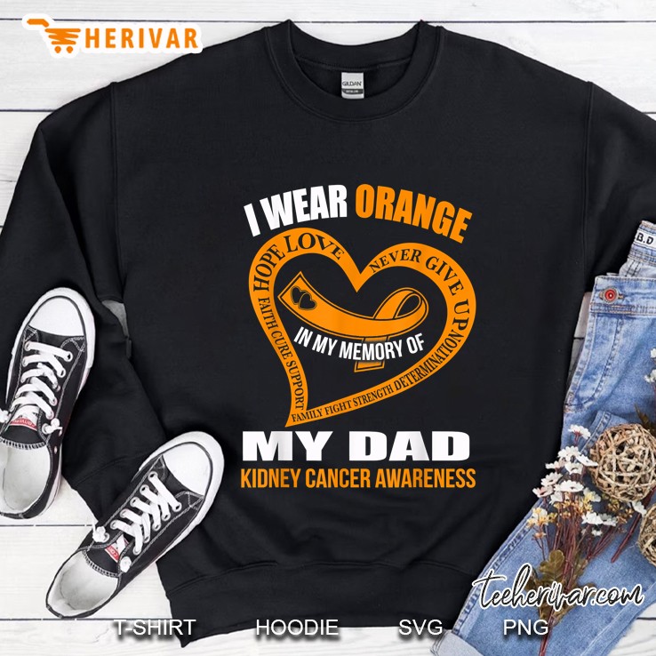 I Wear Orange In My Memory Of My Dad Kidney Cancer Awareness Orange Ribbon Version Mugs