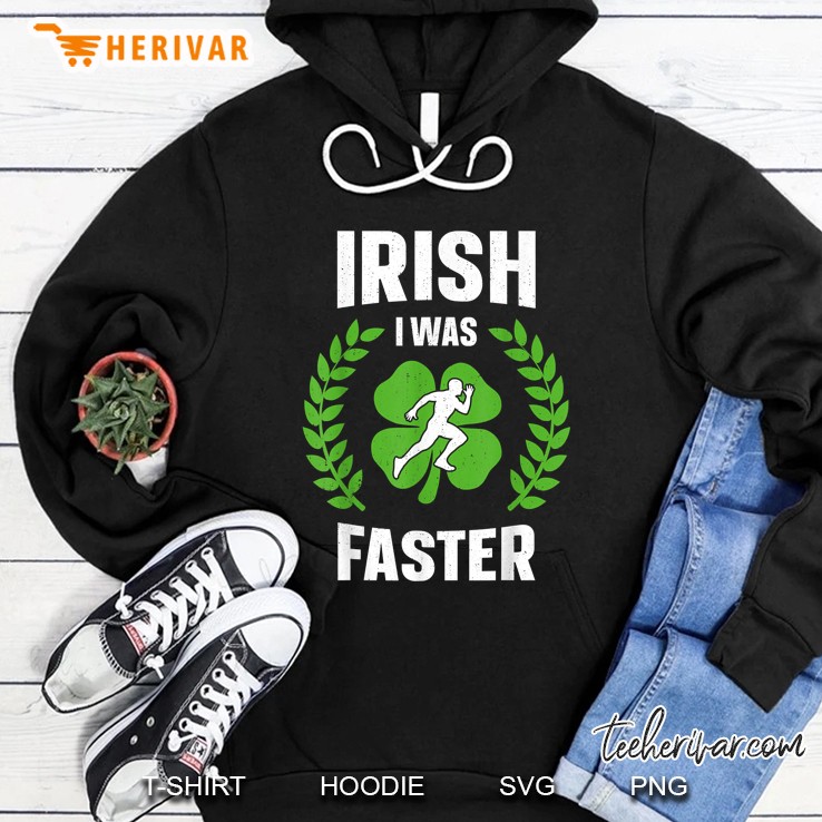 Irish I Was Faster Runner Silhouette Four Leaf Clover Version Hoodie