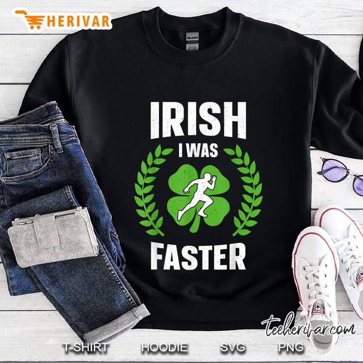 Irish I Was Faster Runner Silhouette Four Leaf Clover Version Sweatshirt
