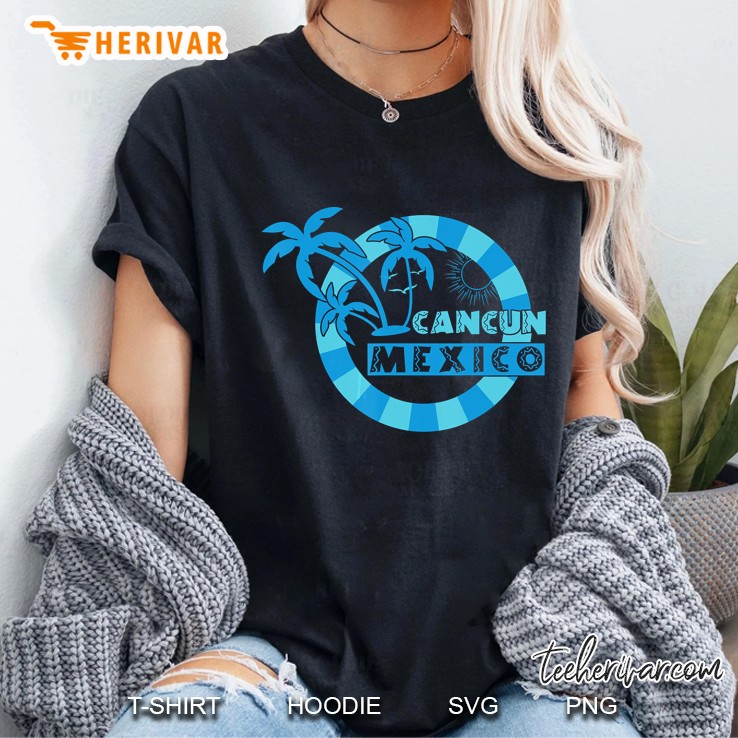 Cancun Mexico Beach Palm Tree Ladies Tee