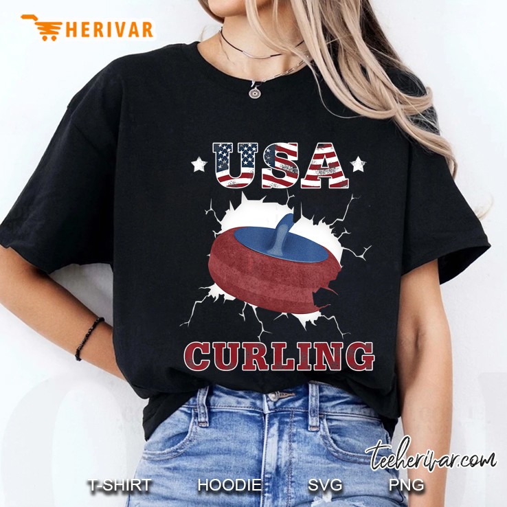 USA Curling Curling Stone Version Ladies Tee