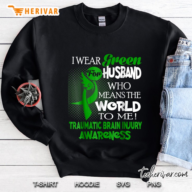 I Wear Green For Husband Who Means The World To Me Traumatic Brain Injury Awareness Mugs