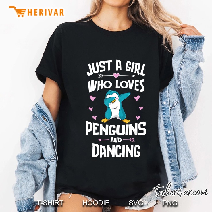 Just A Girl Who Loves Penguins And Dancing Dabbing Penguins Version Ladies Tee