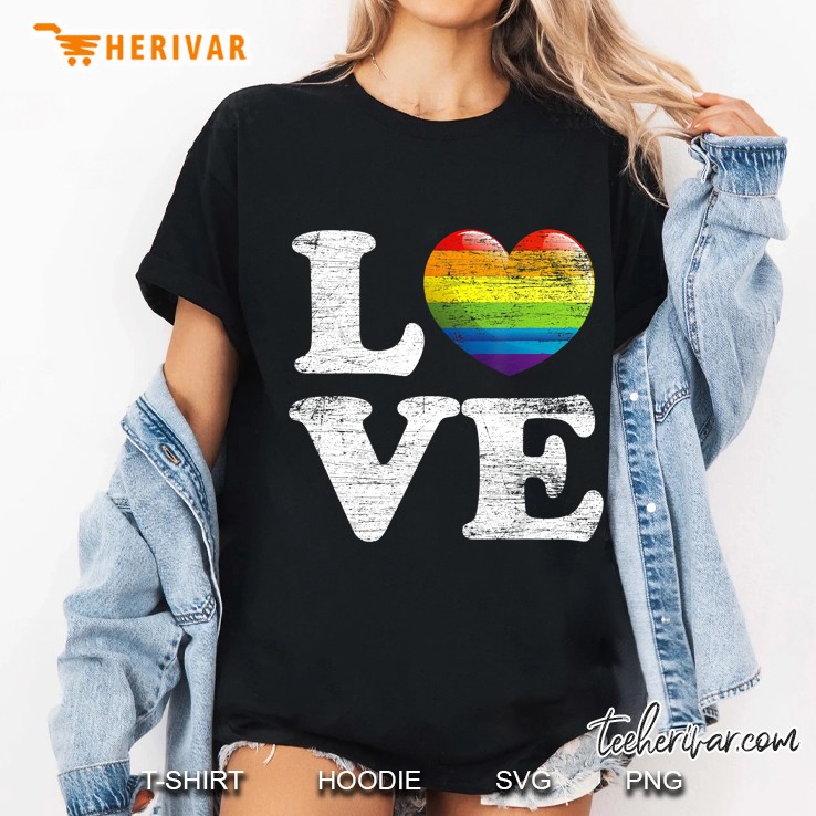 Love LGBT Pride Heart Grunge Version Ladies Tee