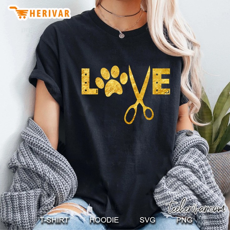 Love Dog Paw Print And Scissor Version Ladies Tee