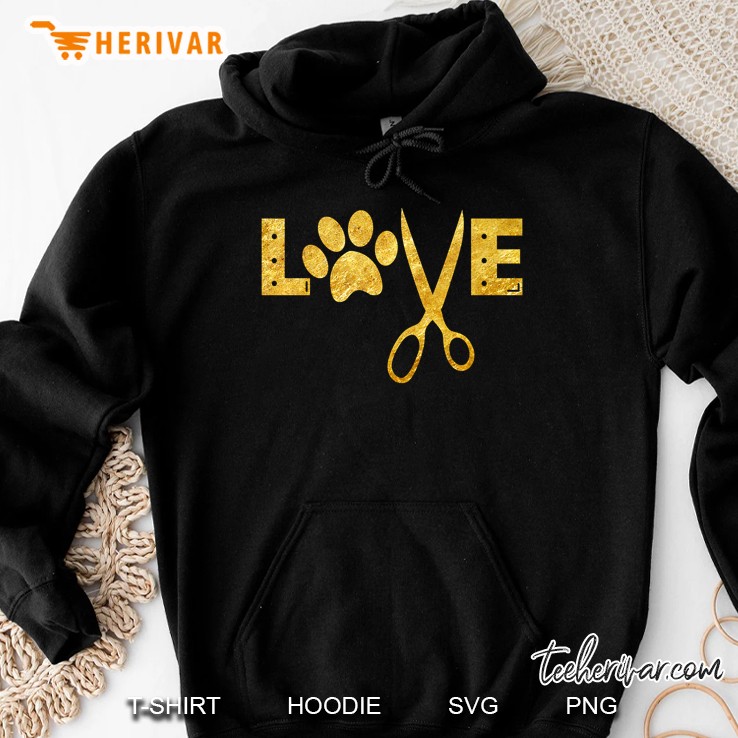 Love Dog Paw Print And Scissor Version Hoodie