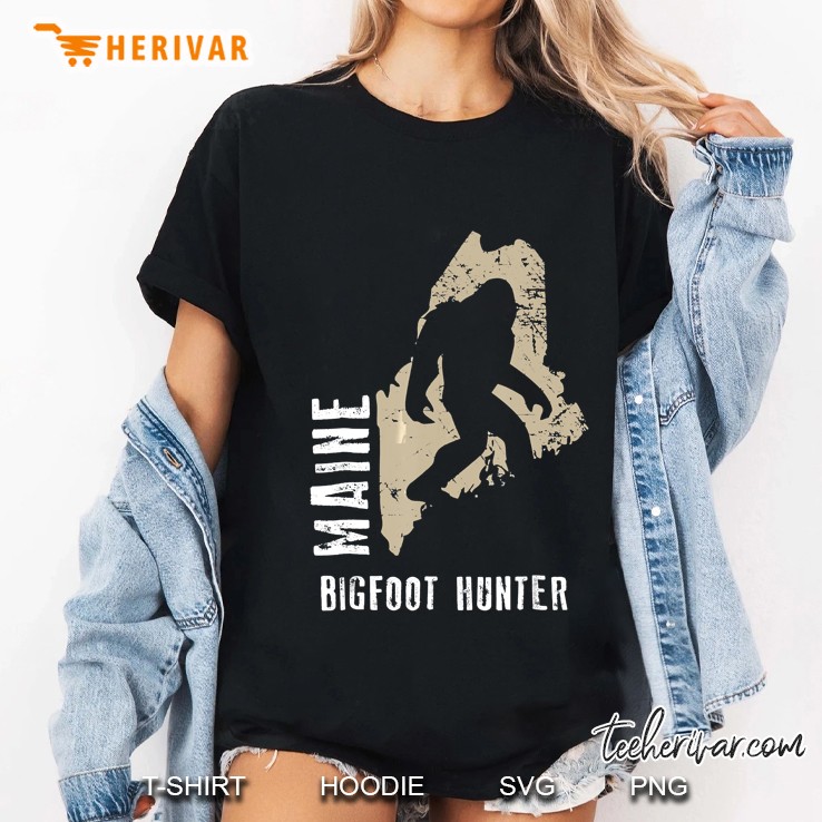 Maine Bigfoot Hunter Sasquatch Silhouette Version Ladies Tee