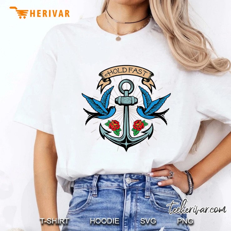 Hold Fast Anchor Sparrow Rose Tattoo-Inspired Ladies Tee