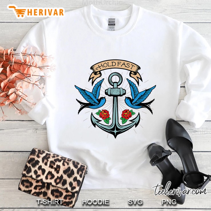 Hold Fast Anchor Sparrow Rose Tattoo-Inspired Sweatshirt