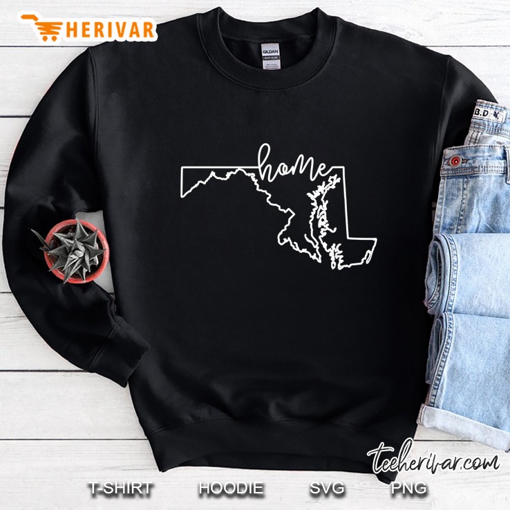 State Of Maryland Outline With Home Script Sweatshirt