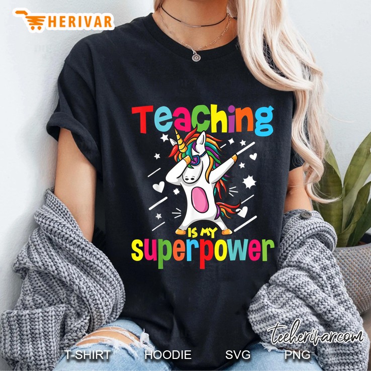 Teaching Is My Superpower Dabbing Unicorn Ladies Tee