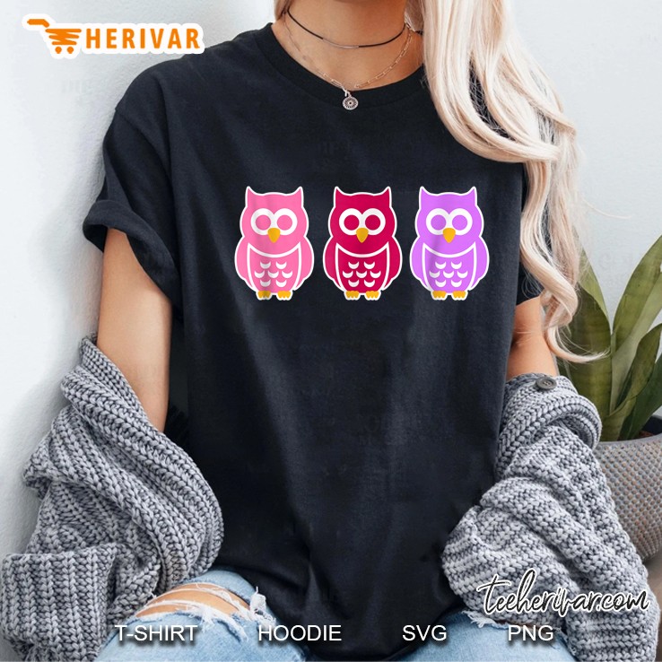 Three Colored Owls Ladies Tee