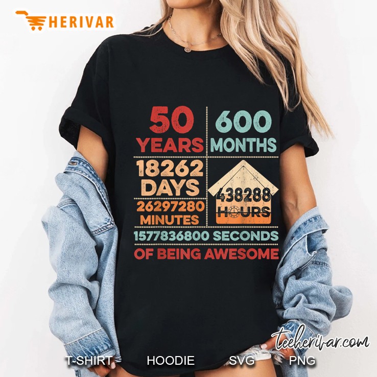 Vintage 50 Years Old 600 Months Of Being Awesome Ladies Tee