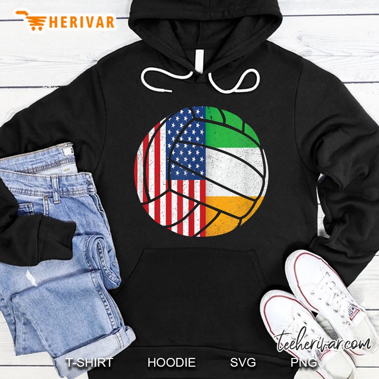 Volleyball Irish American Flag St Patricks Day Hoodie
