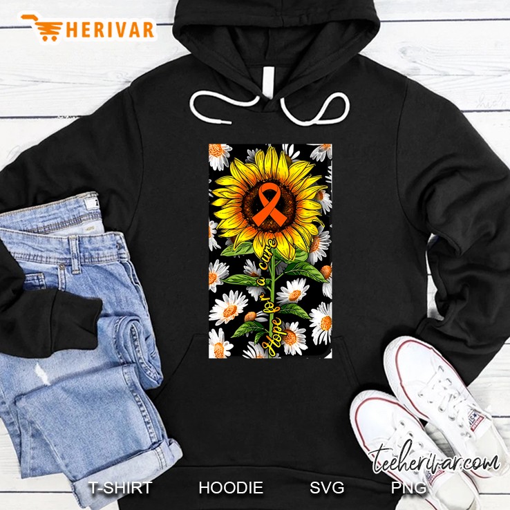 Hope For A Cure Orange Ribbon Sunflower Among Daisies Version Hoodie