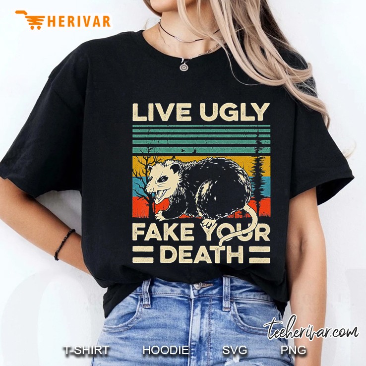 Live Ugly Fake Your Death Opossum Vintage Version Ladies Tee