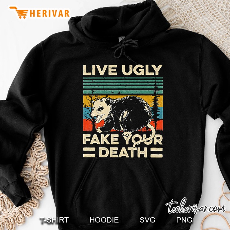 Live Ugly Fake Your Death Opossum Vintage Version Hoodie