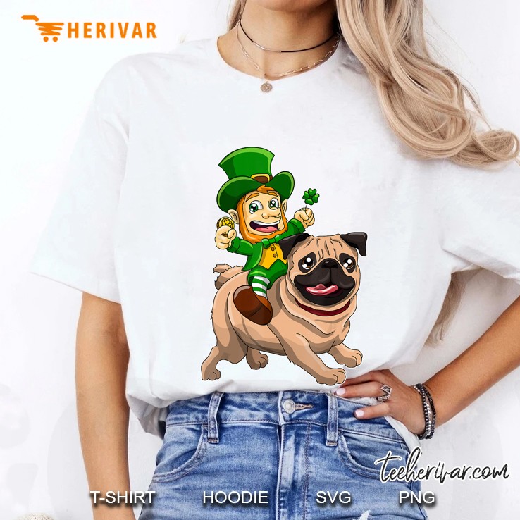 Leprechaun Riding Pug St Patricks Day Ladies Tee