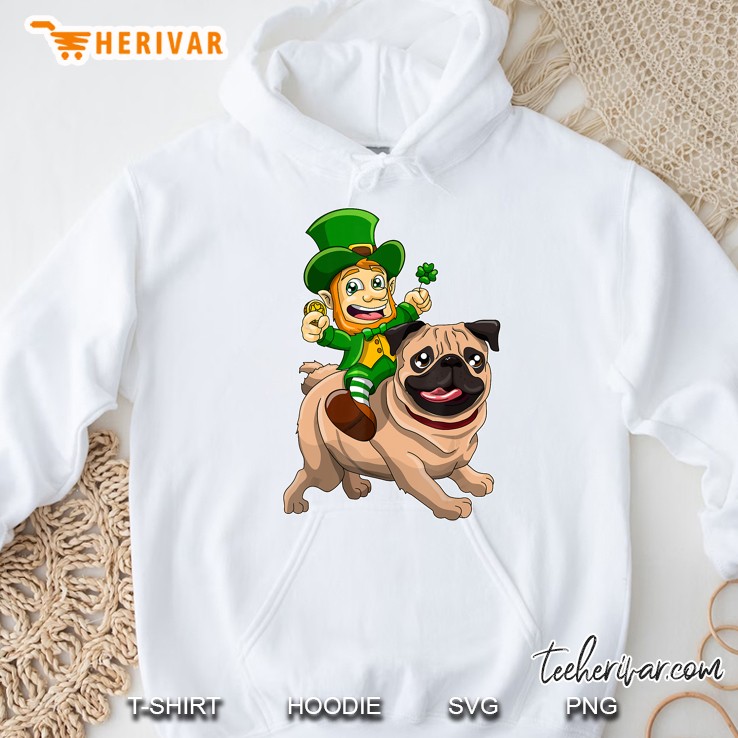 Leprechaun Riding Pug St Patricks Day Hoodie