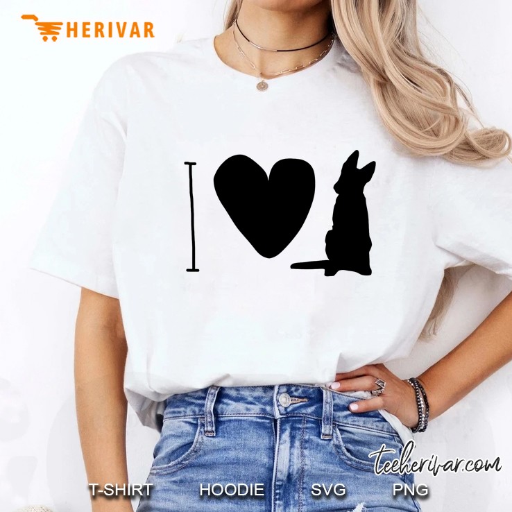 I Love German Shepherd Heart Silhouette Ladies Tee