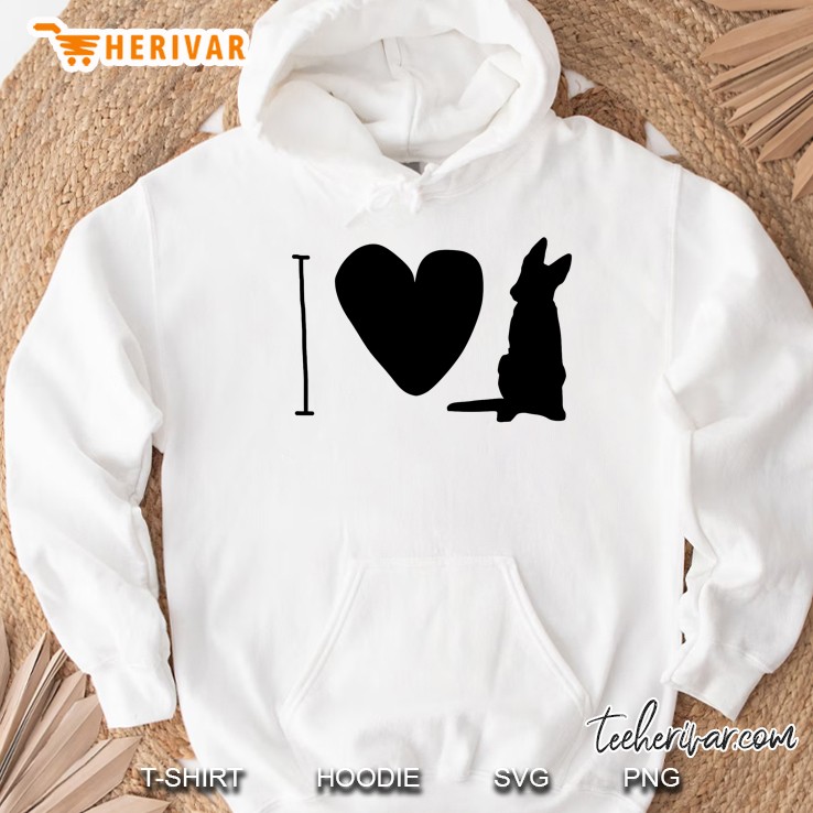 I Love German Shepherd Heart Silhouette Hoodie