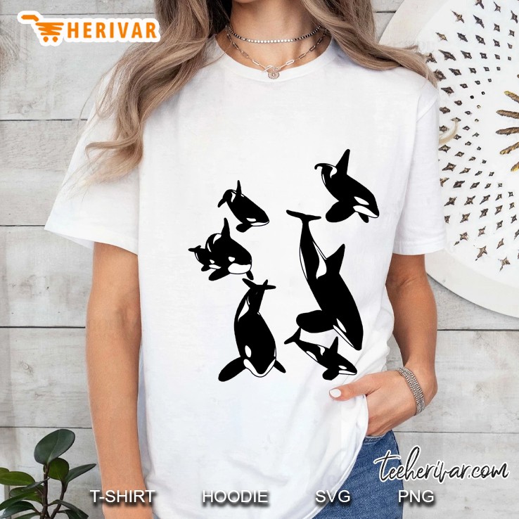 Killer Whales Giant Dolphin In Ocean Ladies Tee