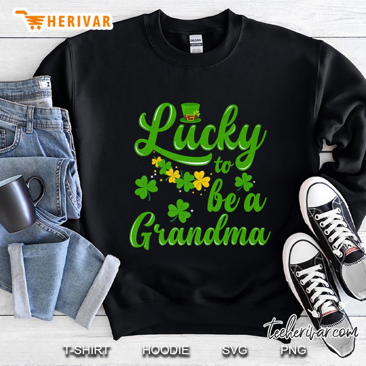 Lucky To Be A Grandma Leprechaun Hat And Shamrock Version Sweatshirt