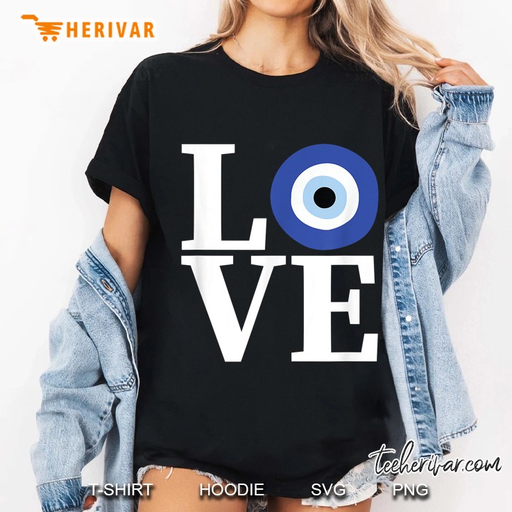 Love Greece Flag Colors Evil Eye Version Hoodie