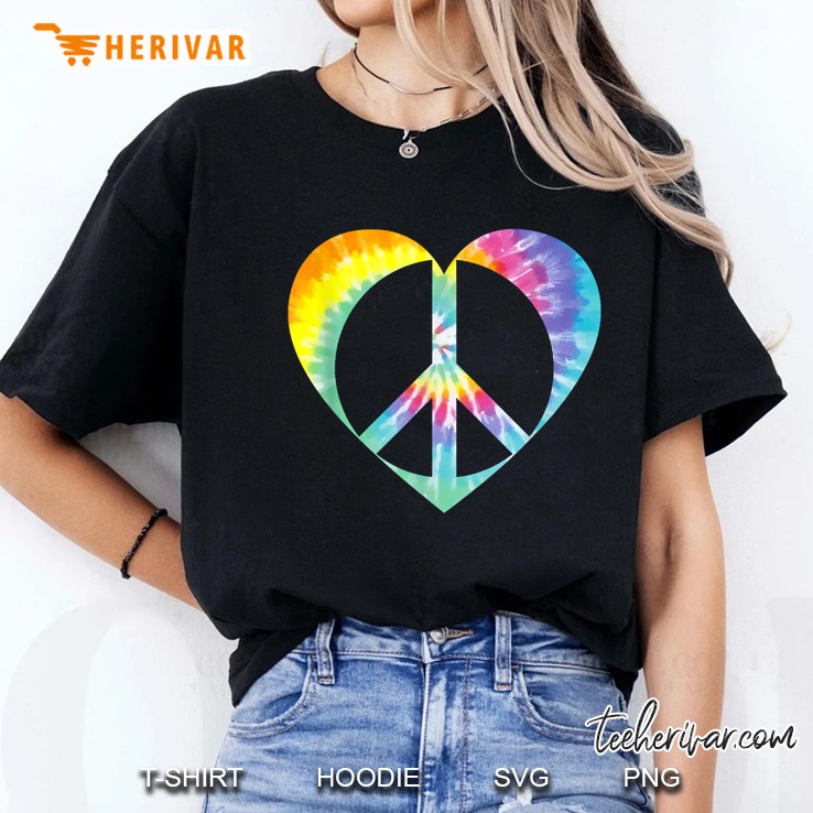 Tie Dye Peace Sign Heart Ladies Tee