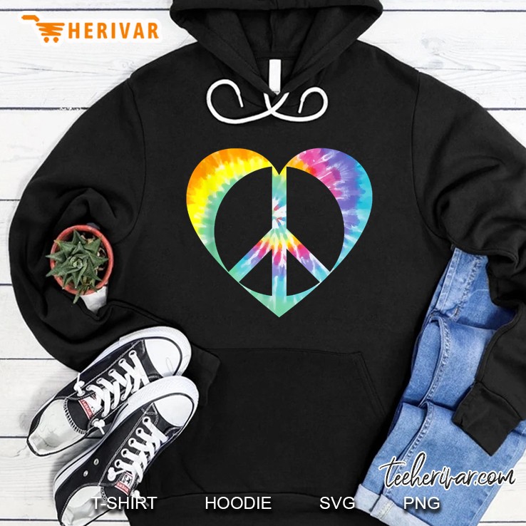 Tie Dye Peace Sign Heart Hoodie