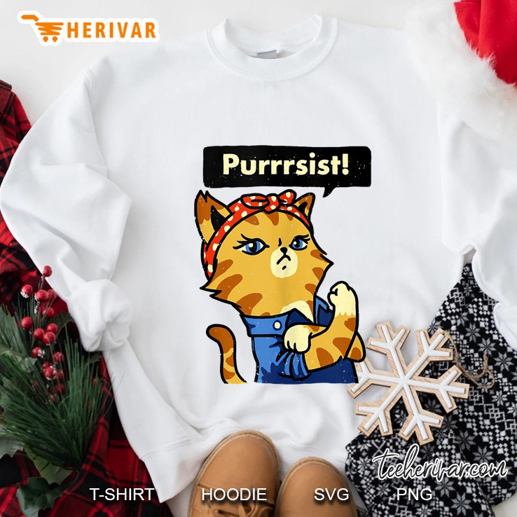 Purrsist Resist Persist Funny Pussy Cat White Version Sweatshirt