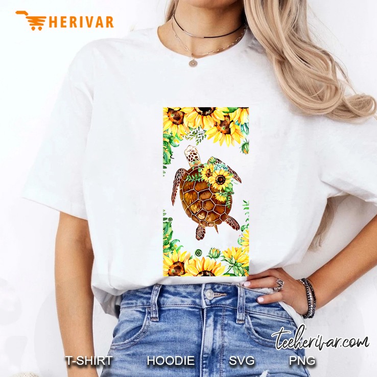 Sea Turtle Sunflower Turtle Lover Ladies Tee