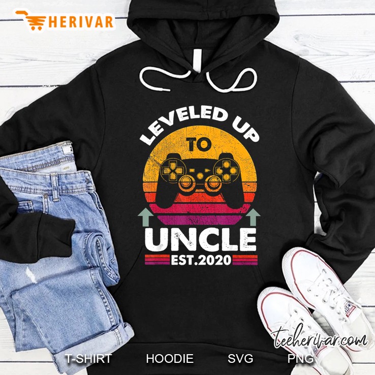 Leveled Up To Uncle 2020 Est 2020 Game Controller Vintage Version Hoodie