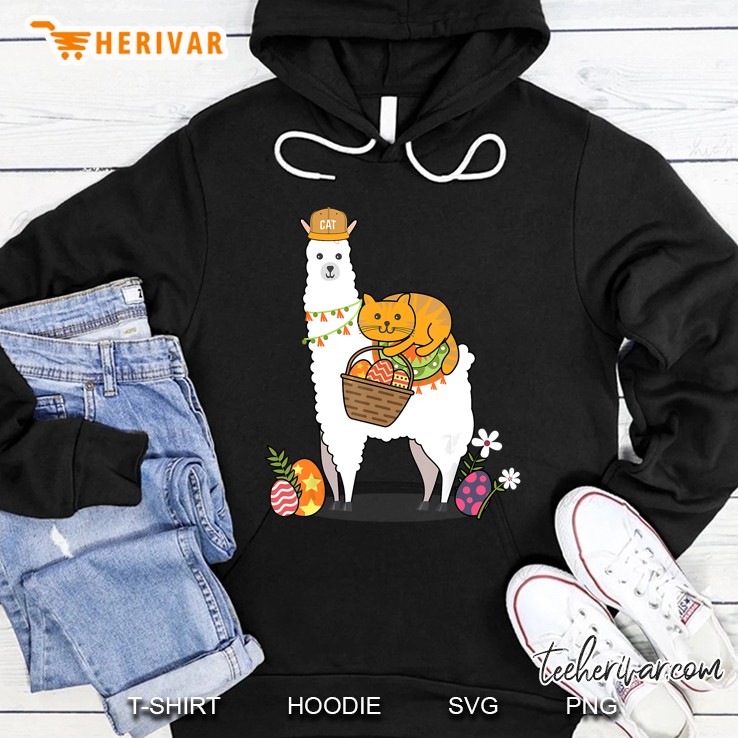 Cat Riding Llama Hunting Egg Hoodie