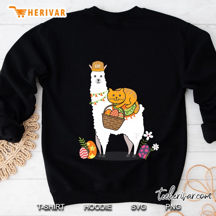 Cat Riding Llama Hunting Egg Sweatshirt