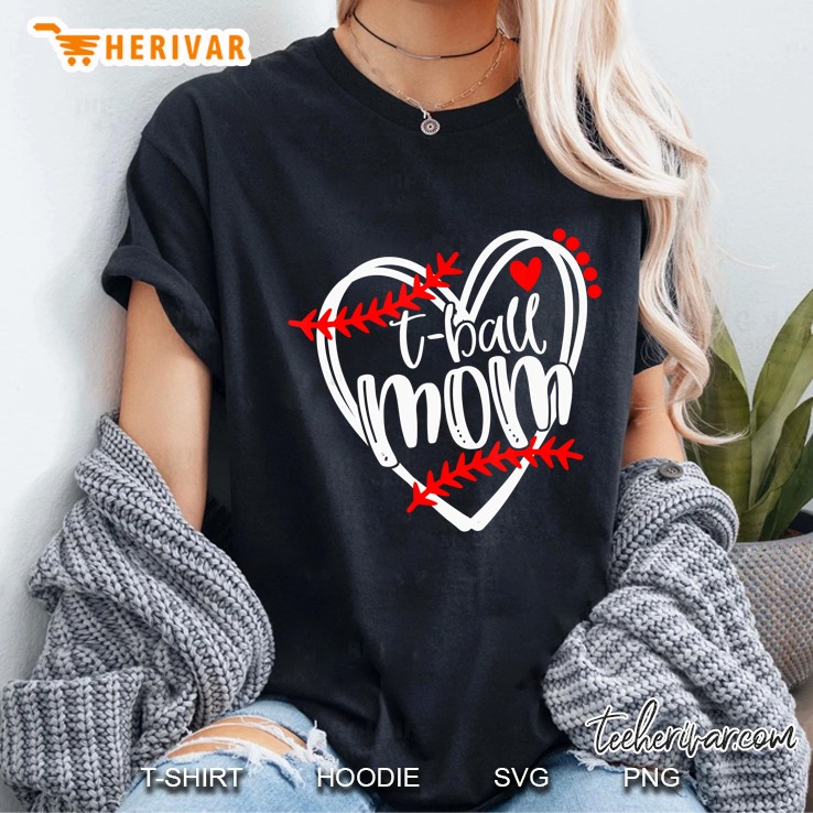 Tball Mom T-Ball Heart Ladies Tee