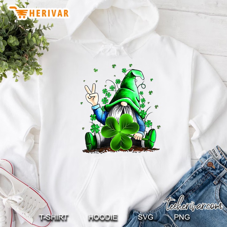 Happy St Patricks Day Gnome Holding Irish Shamrock Hoodie