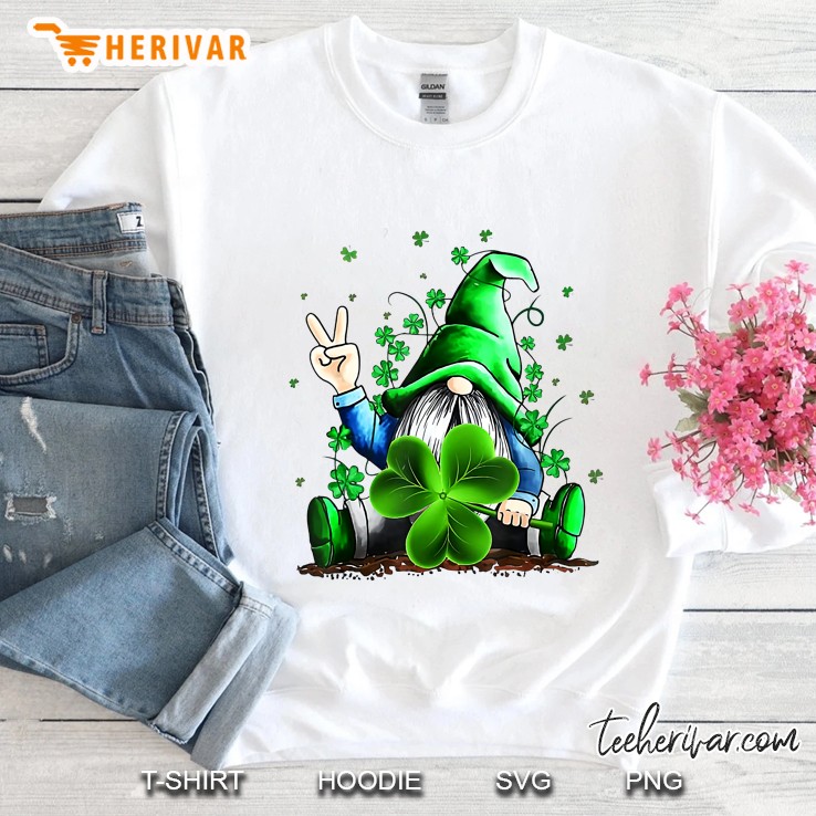Happy St Patricks Day Gnome Holding Irish Shamrock Sweatshirt