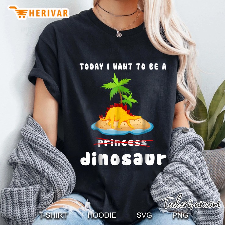Today I Want To Be A Dinosaur Orange Dinosaur On Islet Version Ladies Tee