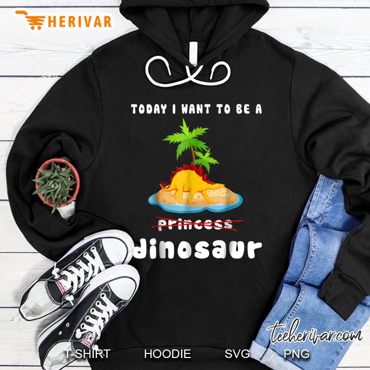 Today I Want To Be A Dinosaur Orange Dinosaur On Islet Version Hoodie