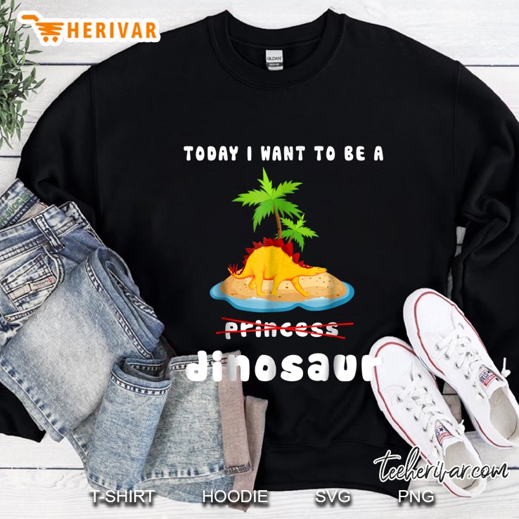 Today I Want To Be A Dinosaur Orange Dinosaur On Islet Version Sweatshirt