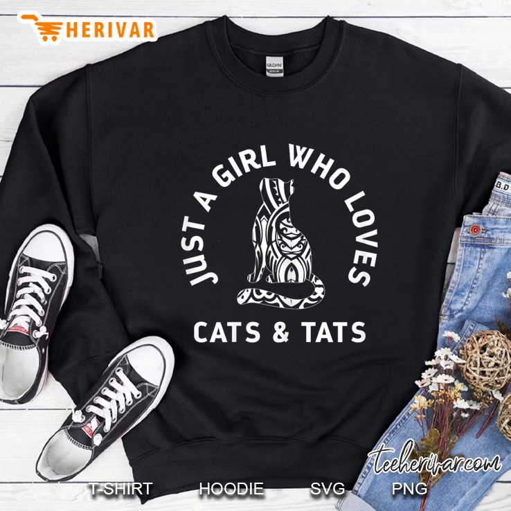 Just Girl Who Loves Cats & Tats Tattoo Cat Sweatshirt