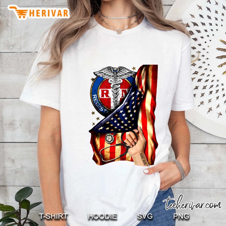 RN Registered Nurse American Flag Version Ladies Tee