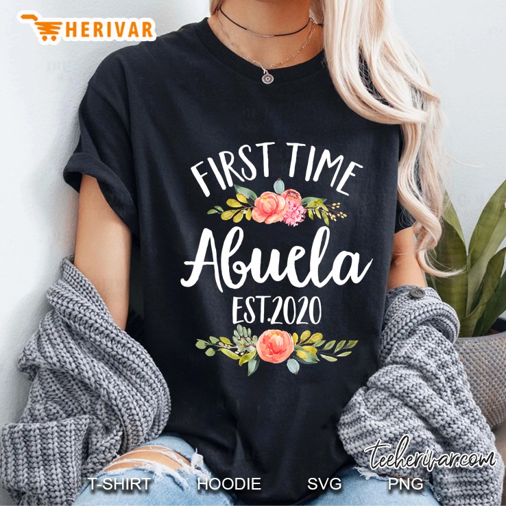 First Time Abuela Est 2020 Floral Version Ladies Tee