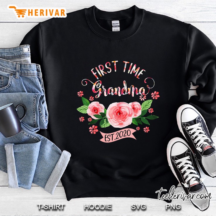 First Time Grandma Est 2020 Floral Version Sweatshirt