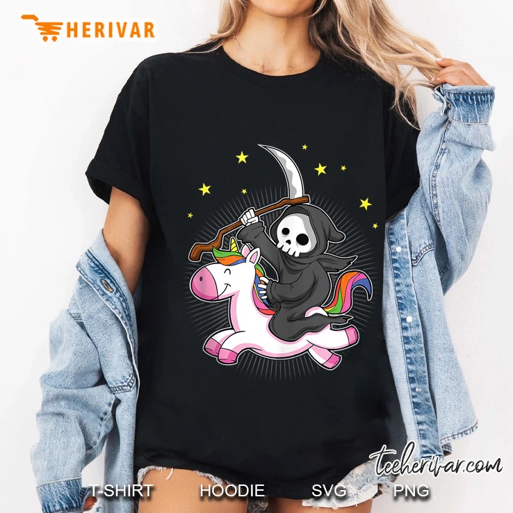 Grim Reaper Riding Unicorn Ladies Tee