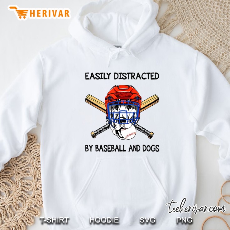 Easily Distracted By Baseball And Dogs Dog With Baseball Helmet Version Hoodie
