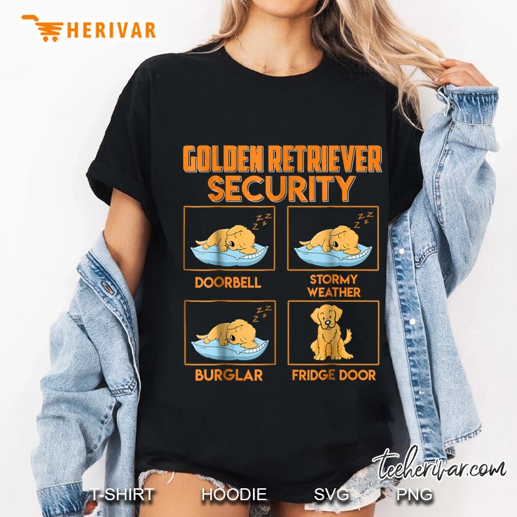 Golden Retriever Security Doorbell Stormy Weather Burglar Fridge Door Ladies Tee