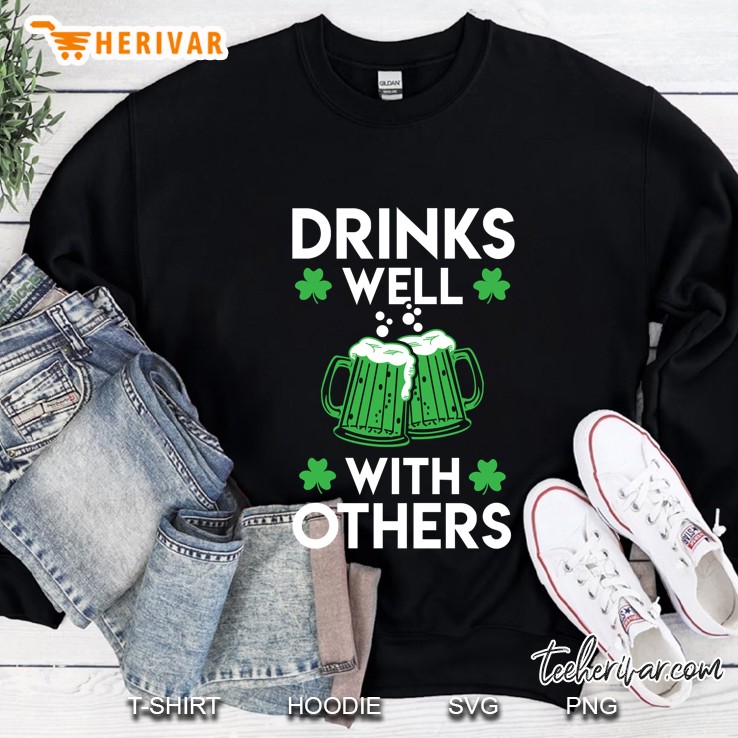 Drinks Well With Others Green Glass Of Beer Shamrock Version Sweatshirt