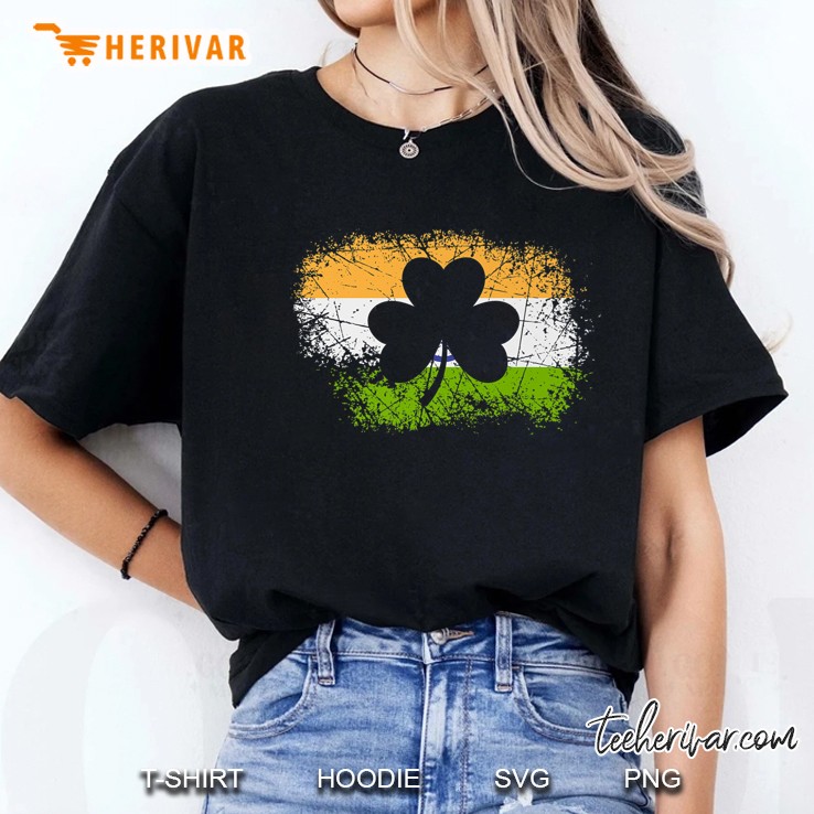 Indian Flag Shamrock Silhouette Grunge Version Ladies Tee